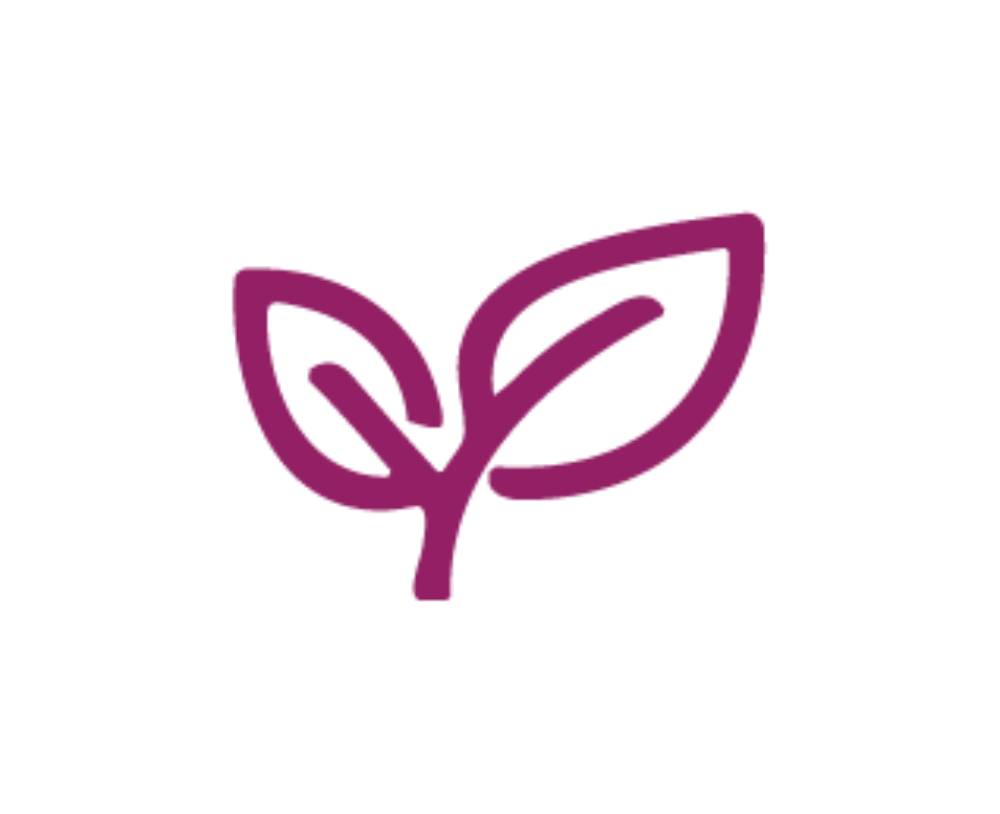Purple leaf icon on a white background